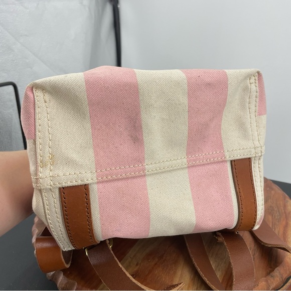 Madewell Pink and Cream Striped Canvas Drawstring Backpack main image 10